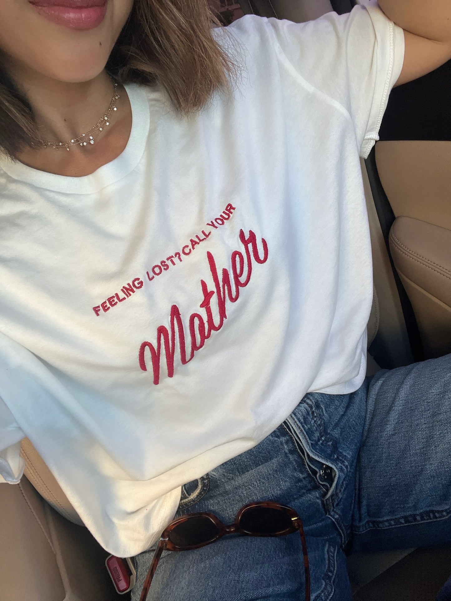 feeling lost? call your mother cropped tee